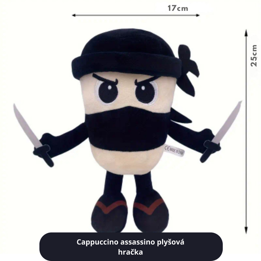 Virálna plyšová hračka Cappuccino Assassino Brainrot